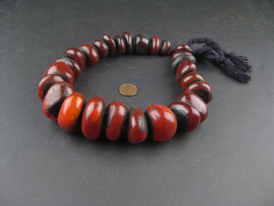 Moroccan Translucent Red Amber Resin Beads (Graduated) - The Bead Chest