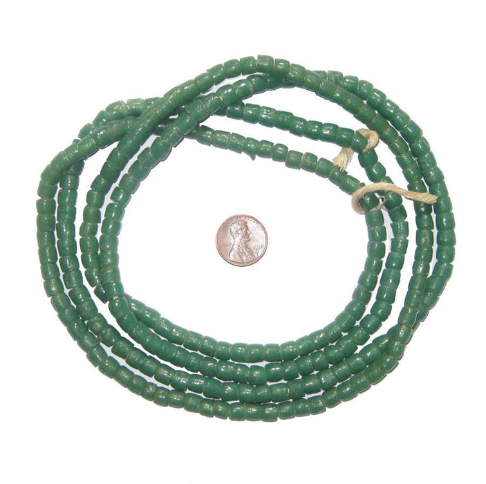 Dark Green Sandcast Cylinder Beads - The Bead Chest