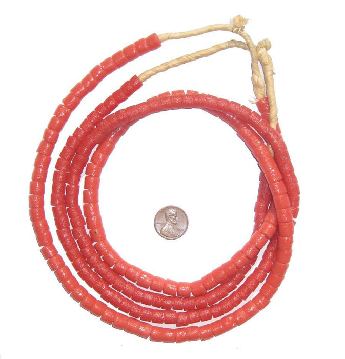 Coral Color Sandcast Cylinder Beads - The Bead Chest