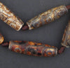 Elongated Antiqued Tibetan Agate Beads (40x11mm)