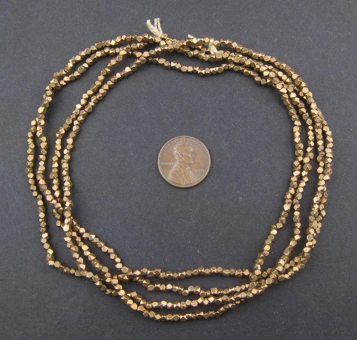 Tiny Diamond Cut Faceted Antiqued Brass Beads (2mm) - The Bead Chest