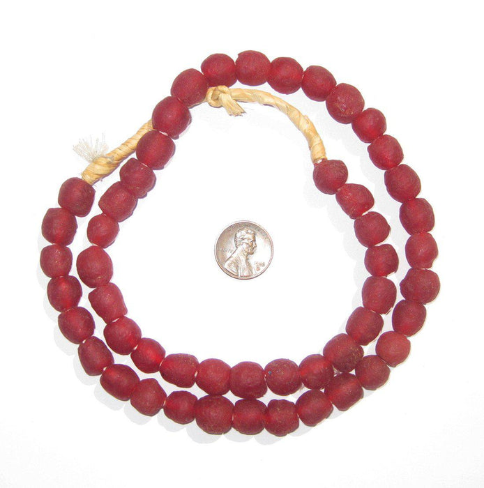 Deep Red Recycled Glass Beads (11mm) - The Bead Chest