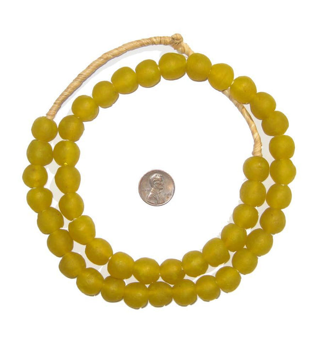 Yellow Recycled Glass Beads (14mm) - The Bead Chest