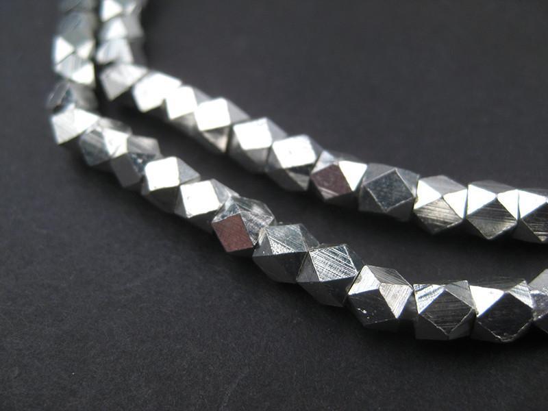 Diamond Cut Faceted Silver Beads (5mm) - The Bead Chest