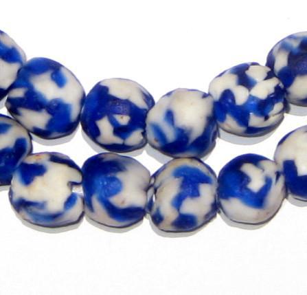 Cobalt Blue Fused Recycled Glass Beads (14mm) - The Bead Chest