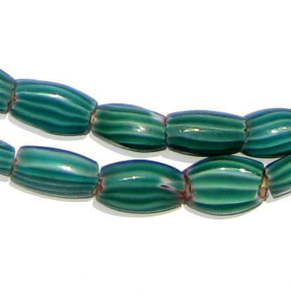 Green Flat Striped Watermelon Chevron Beads - The Bead Chest
