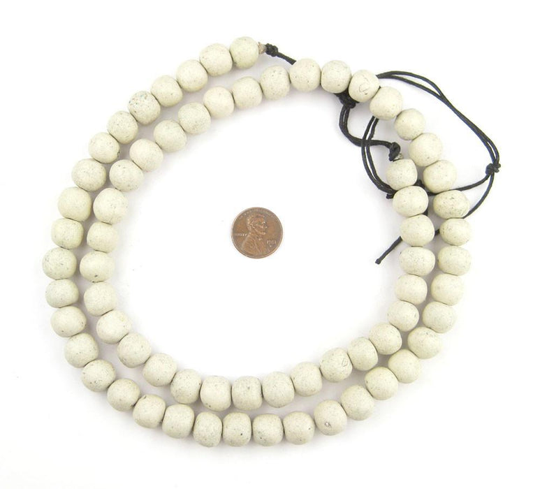 White Moroccan Pottery Beads (Round) - The Bead Chest