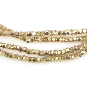 Tiny Diamond Cut Faceted Gold Color Beads (2mm)