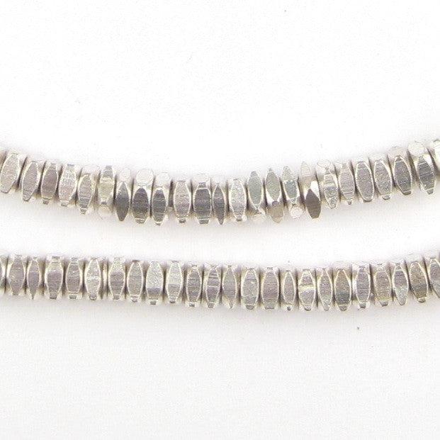 Shiny Silver Faceted Square Beads (4mm) - The Bead Chest