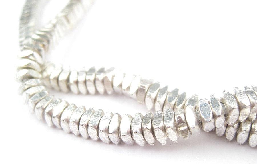 Shiny Silver Faceted Square Beads (4mm) - The Bead Chest