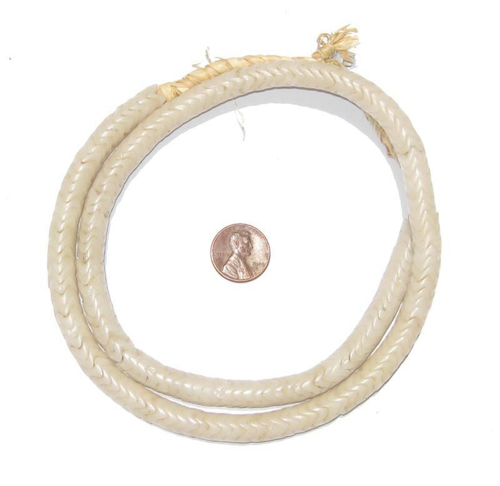 Bone White Glass Snake Beads (9mm) - The Bead Chest