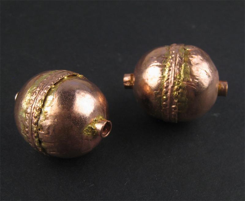 Jumbo Artisanal Ethiopian Copper Bead (Set of 2) - The Bead Chest