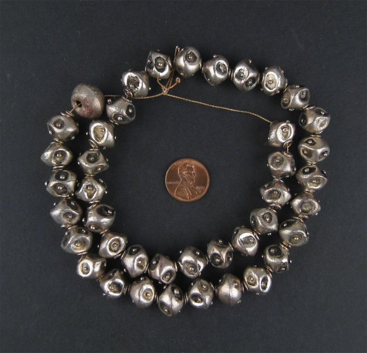 Artisanal Ethiopian Silver Eye Beads (14mm) - The Bead Chest