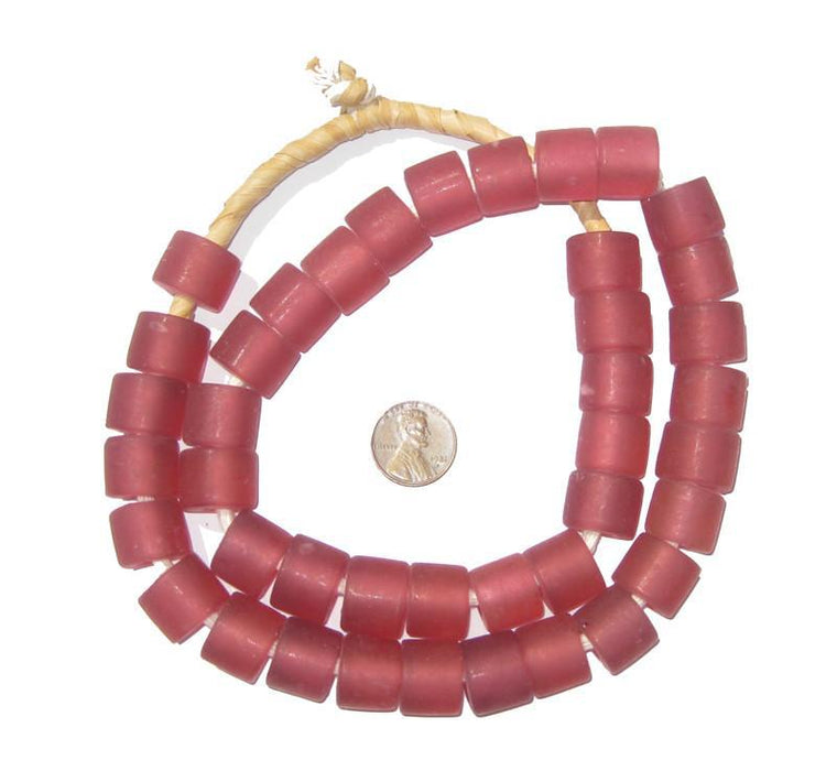 Fuschia Recycled Glass Beads (Tabular) - The Bead Chest