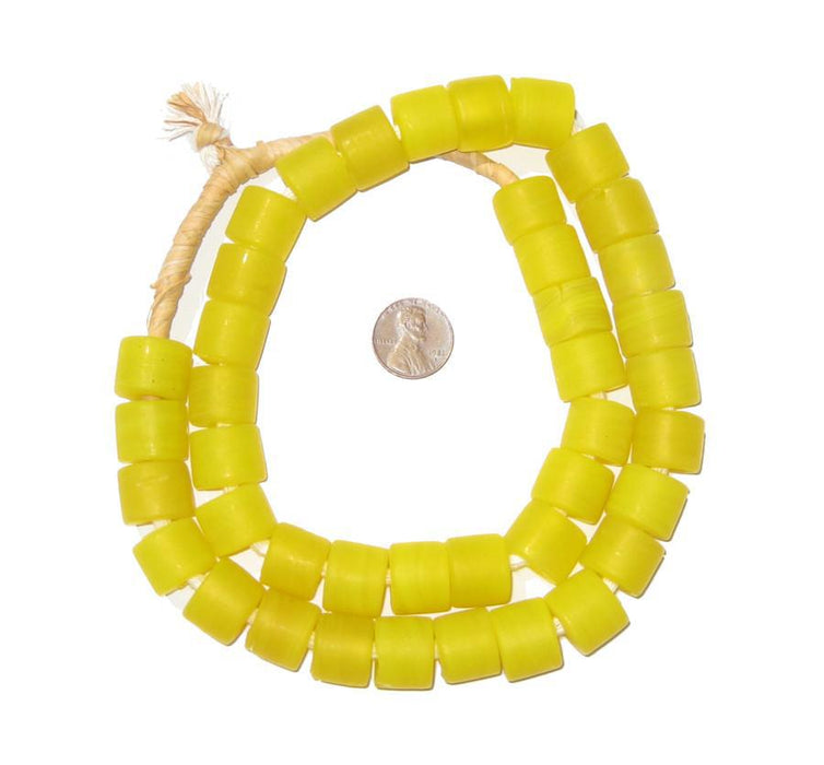Yellow Recycled Glass Beads (Tabular) - The Bead Chest