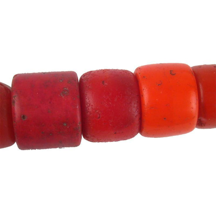 Old Red Cylinder Tomato Beads - The Bead Chest