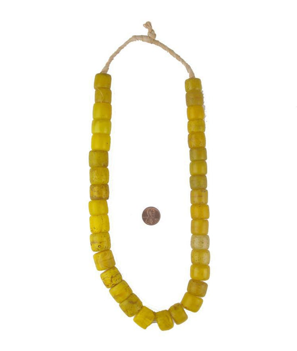 Old Yellow Cylinder Tomato Beads - The Bead Chest