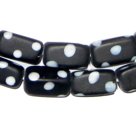 Black Rectangular Polka Dot Skunk Beads (9x19mm) - The Bead Chest