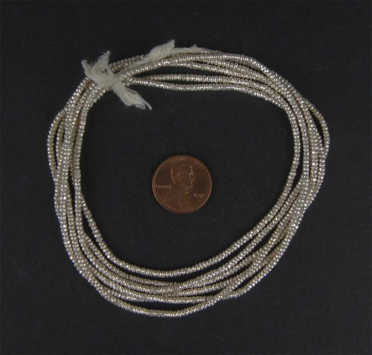 Silver Heishi Ethiopian Beads (2mm) - The Bead Chest