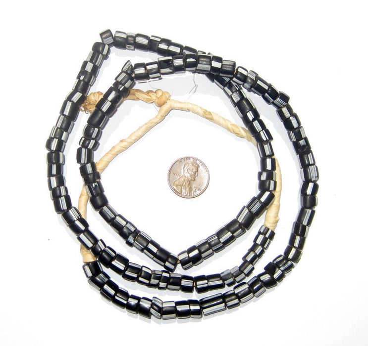 Black & White Stripe Venetian Trade Beads - The Bead Chest