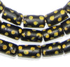 Antique Black & Yellow Dot Venetian Good Beads (Long Strand)