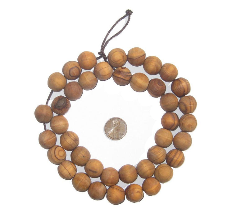 Round Olive Wood Beads from Bethlehem (15mm) - The Bead Chest