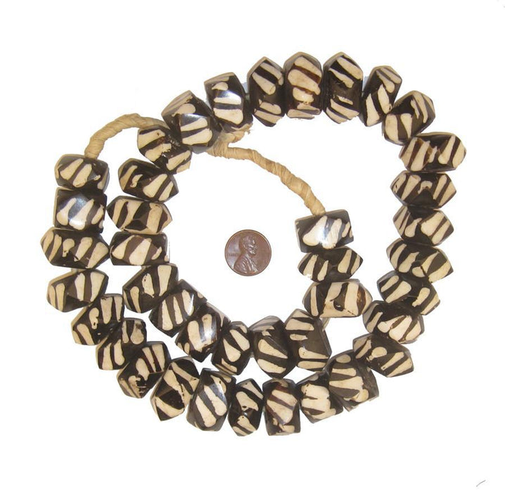 Slant Stripe Batik Bone Beads (Faceted) - The Bead Chest