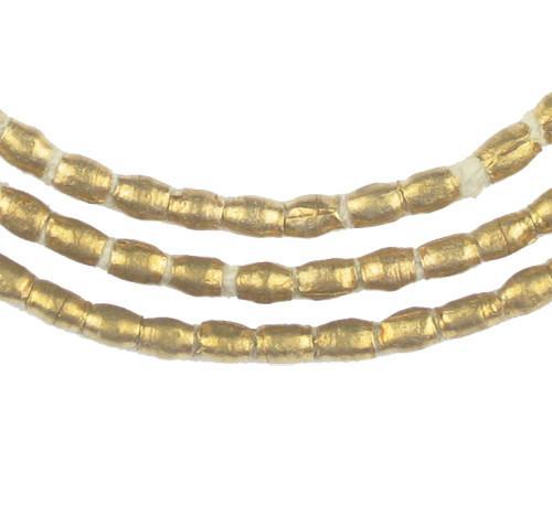 Folded Brass Tube Ethiopian Beads (4x3mm) - The Bead Chest