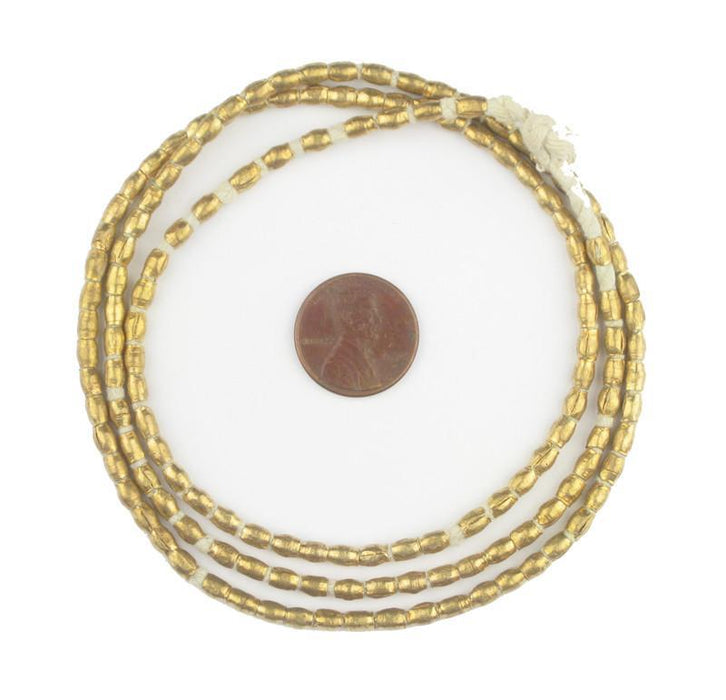 Folded Brass Tube Ethiopian Beads (4x3mm) - The Bead Chest