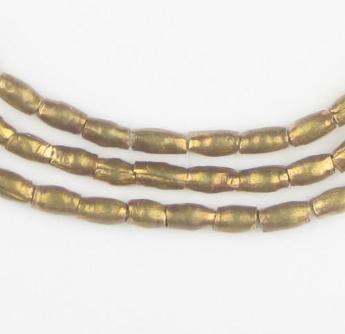 Folded Dark Brass Tube Ethiopian Beads (6x4mm)