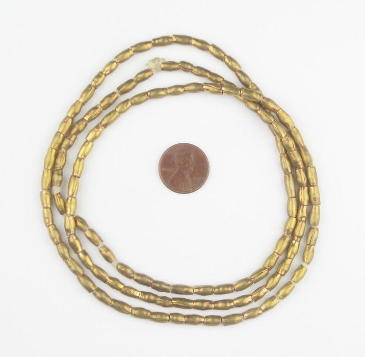 Folded Dark Brass Tube Ethiopian Beads (6x4mm) - The Bead Chest