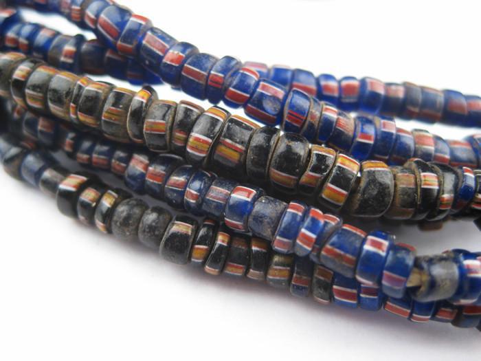Antique Glass Ghana Chevron Beads (3 Strands) - The Bead Chest