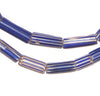 Antique Blue Elongated Chevron Beads (Long Strand)