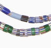 Antique Blue Elongated Chevron Beads (Long Strand)