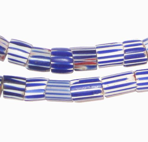 Antique Blue Elongated Chevron Beads (Long Strand) - The Bead Chest