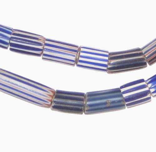 Antique Blue Elongated Chevron Beads - The Bead Chest