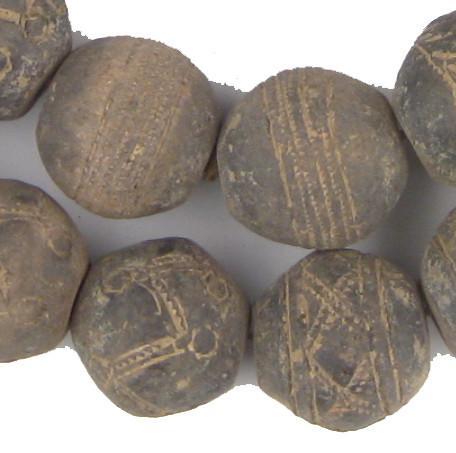 Old Large Mali Clay Spindle Beads - The Bead Chest