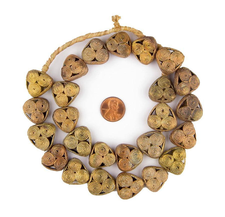 Triangle Swirl Ghana Brass Filigree Beads - The Bead Chest
