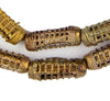 Caged Cylinder Ghana Brass Filigree Beads (30x10mm)