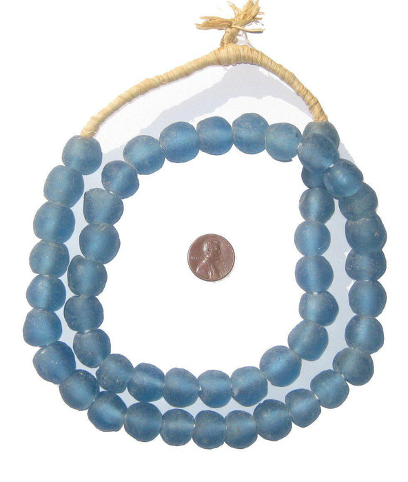 Light Blue Recycled Glass Beads (14mm) - The Bead Chest
