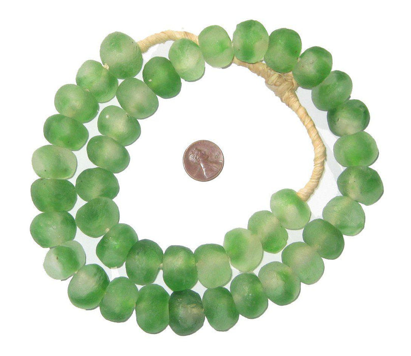 Green Swirl Recycled Glass Beads (18mm) - The Bead Chest