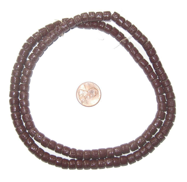 Ghanaian Brown Sandcast Cylinder Beads - The Bead Chest