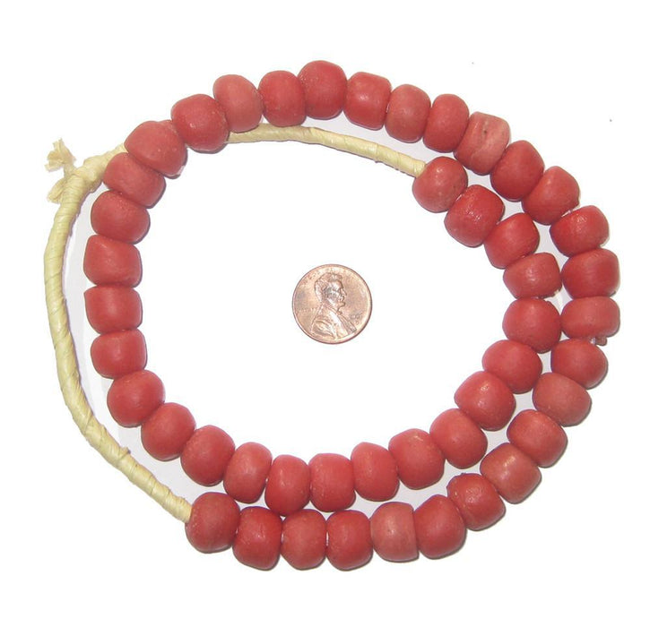Coral Red Sandcast Beads - The Bead Chest