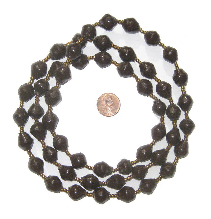 Dark Brown Recycled Paper Beads from Uganda - The Bead Chest