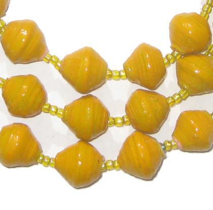 Sunflower Yellow Recycled Paper Beads from Uganda - The Bead Chest