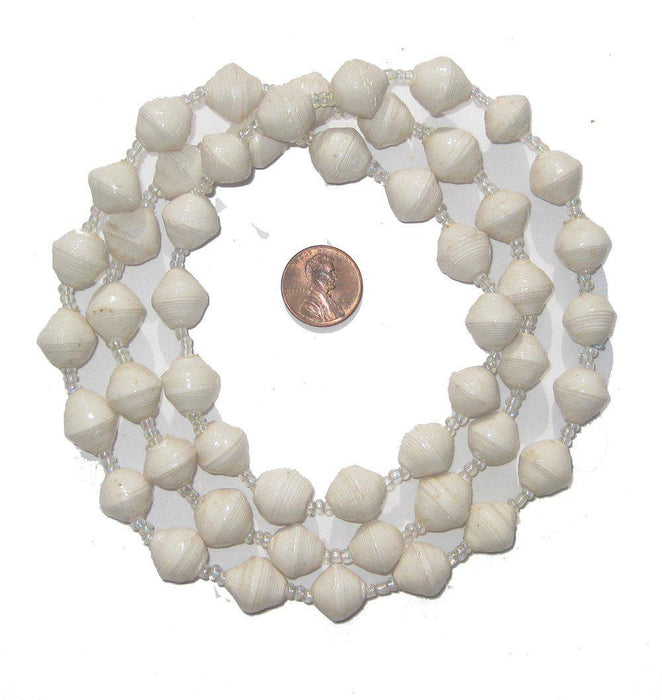 White Recycled Paper Beads from Uganda - The Bead Chest