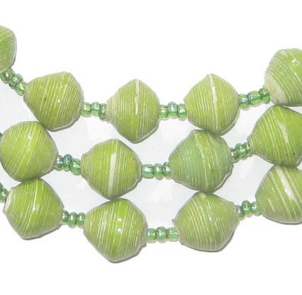 Pistachio Green Recycled Paper Beads from Uganda - The Bead Chest