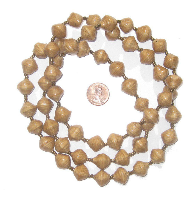 Tan Recycled Paper Beads from Uganda - The Bead Chest