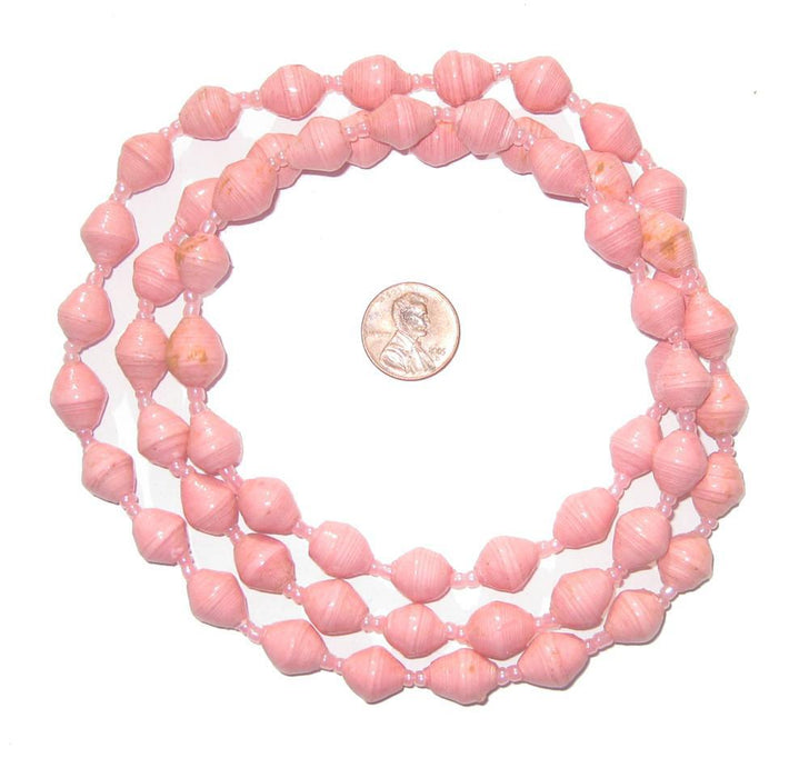 Pink Recycled Paper Beads from Uganda - The Bead Chest