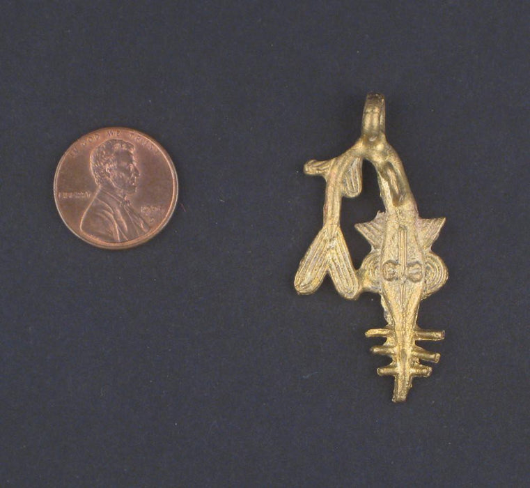 Swordfish Brass Pendant from Africa - The Bead Chest